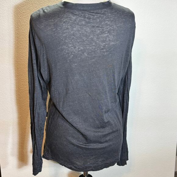 Ann Taylor LOFT Linen Cardigan Blue Open Front Pocket Sweater Womens L - Picture 2 of 6